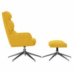 VidaXL Chaise de relaxation avec tabouret Jaune moutarde Tissu -Fauteuils Soldes image 4 3097520