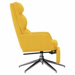 VidaXL Chaise de relaxation avec repose-pied Jaune moutarde Tissu -Fauteuils Soldes image 4 3097531
