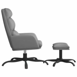 VidaXL Chaise de relaxation avec tabouret Gris Similicuir -Fauteuils Soldes image 4 3097538