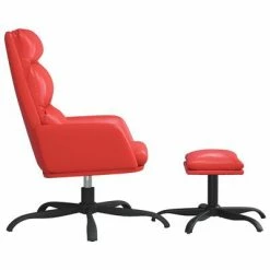 VidaXL Chaise de relaxation avec tabouret Rouge Similicuir -Fauteuils Soldes image 4 3097540