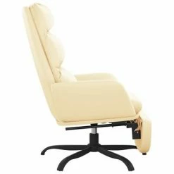 VidaXL Chaise de relaxation avec repose-pied Crème Similicuir -Fauteuils Soldes image 4 3097543