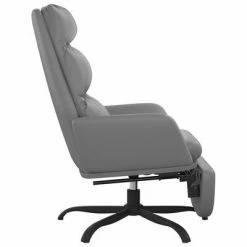 VidaXL Chaise de relaxation avec repose-pied Gris Similicuir -Fauteuils Soldes image 4 3097545