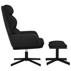 VidaXL Chaise de relaxation avec tabouret Noir Tissu -Fauteuils Soldes image 4 3097554