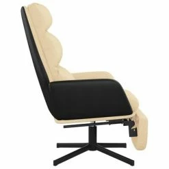 VidaXL Chaise de relaxation avec repose-pied Crème Tissu -Fauteuils Soldes image 4 3097558