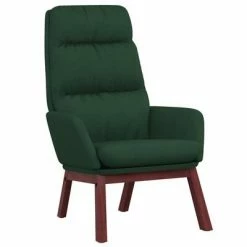 VidaXL Chaise de relaxation avec tabouret Vert foncé Tissu -Fauteuils Soldes image 4 3097568