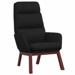 VidaXL Chaise de relaxation avec tabouret Noir Tissu -Fauteuils Soldes image 4 3097569