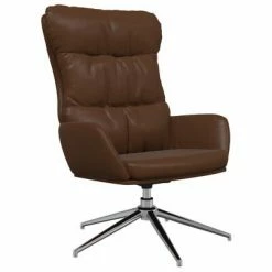 VidaXL Chaise relaxation et tabouret Marron Cuir véritable/similicuir -Fauteuils Soldes image 4 3097578