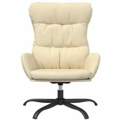 VidaXL Chaise de relaxation avec tabouret Crème Tissu -Fauteuils Soldes image 4 3097585