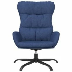 VidaXL Chaise de relaxation avec tabouret Bleu Tissu -Fauteuils Soldes image 4 3097587