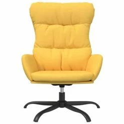 VidaXL Chaise de relaxation avec tabouret Jaune moutarde Tissu 11 VidaXL Chaise de relaxation avec tabouret Jaune moutarde Tissu -Fauteuils Soldes image 4 3097590