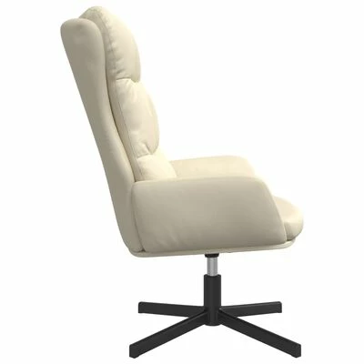 VidaXL Chaise de relaxation avec tabouret Crème Similicuir 6 VidaXL Chaise de relaxation avec tabouret Crème Similicuir – Image 4