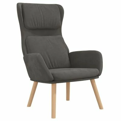 VidaXL Chaise de relaxation avec tabouret Gris foncé Velours 6 VidaXL Chaise de relaxation avec tabouret Gris foncé Velours – Image 4