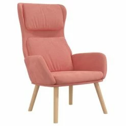 VidaXL Chaise de relaxation avec tabouret Rose Velours -Fauteuils Soldes image 4 3097824