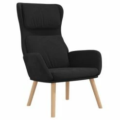 VidaXL Chaise de relaxation avec tabouret Noir Velours -Fauteuils Soldes image 4 3097826