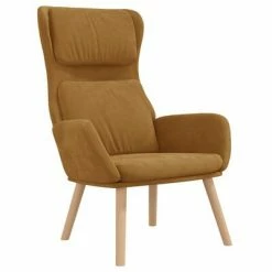 VidaXL Chaise de relaxation avec tabouret Marron Velours -Fauteuils Soldes image 4 3097828