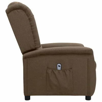 VidaXL Fauteuil inclinable électrique Marron Tissu 6 VidaXL Fauteuil inclinable électrique Marron Tissu – Image 4