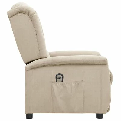 VidaXL Fauteuil inclinable électrique Crème Tissu microfibre 6 VidaXL Fauteuil inclinable électrique Crème Tissu microfibre – Image 4