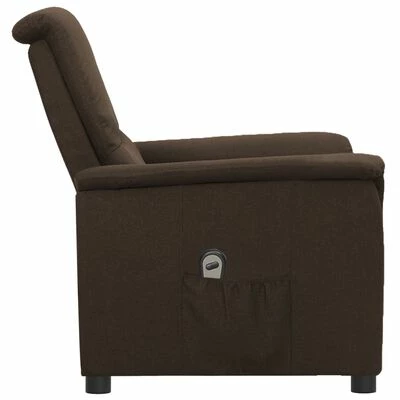 VidaXL Fauteuil inclinable électrique Marron foncé Tissu 6 VidaXL Fauteuil inclinable électrique Marron foncé Tissu – Image 4