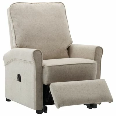 VidaXL Fauteuil inclinable Crème Tissu 6 VidaXL Fauteuil inclinable Crème Tissu – Image 4