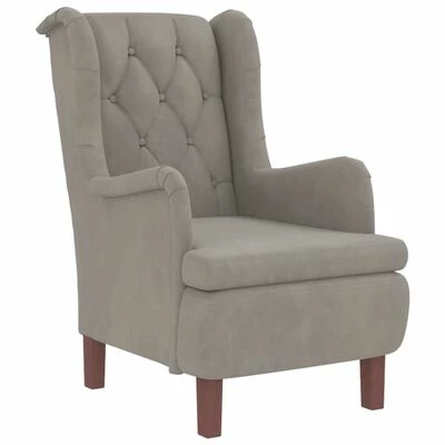 VidaXL Fauteuil avec tabouret Gris clair Velours 6 VidaXL Fauteuil avec tabouret Gris clair Velours – Image 4