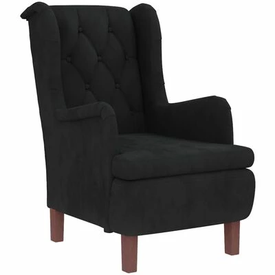 VidaXL Fauteuil avec tabouret Noir Velours 6 VidaXL Fauteuil avec tabouret Noir Velours – Image 4