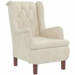 VidaXL Fauteuil avec tabouret Crème Velours 11 VidaXL Fauteuil avec tabouret Crème Velours -Fauteuils Soldes image 4 3121250