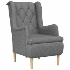 VidaXL Fauteuil avec tabouret Gris clair Tissu -Fauteuils Soldes image 4 3121251