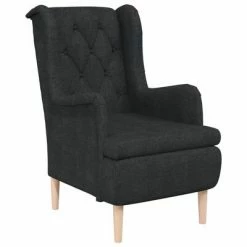 VidaXL Fauteuil avec tabouret Noir Tissu -Fauteuils Soldes image 4 3121253