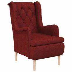 VidaXL Fauteuil avec tabouret Rouge bordeaux Tissu -Fauteuils Soldes image 4 3121254