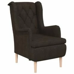 VidaXL Fauteuil avec tabouret Marron foncé Tissu -Fauteuils Soldes image 4 3121256