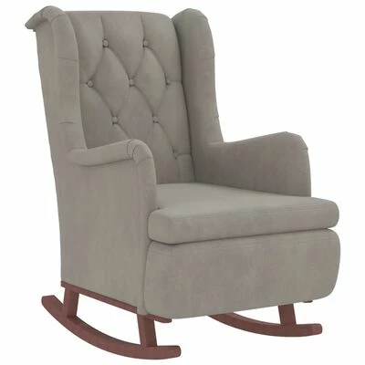 VidaXL Fauteuil avec pieds à bascule et tabouret Gris clair Velours 6 VidaXL Fauteuil avec pieds à bascule et tabouret Gris clair Velours – Image 4