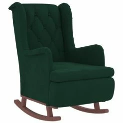 VidaXL Fauteuil avec pieds à bascule et tabouret Vert foncé Velours 11 VidaXL Fauteuil avec pieds à bascule et tabouret Vert foncé Velours -Fauteuils Soldes image 4 3121264