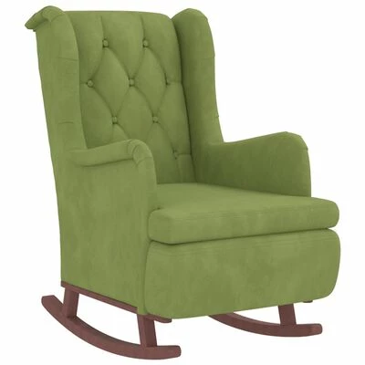 VidaXL Fauteuil avec pieds à bascule et tabouret Vert clair Velours 6 VidaXL Fauteuil avec pieds à bascule et tabouret Vert clair Velours – Image 4
