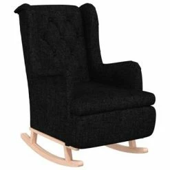 VidaXL Fauteuil avec pieds à bascule et tabouret Noir Tissu -Fauteuils Soldes image 4 3121274