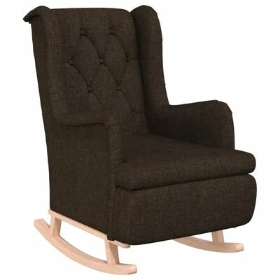VidaXL Fauteuil avec pieds à bascule et tabouret Marron foncé Tissu 6 VidaXL Fauteuil avec pieds à bascule et tabouret Marron foncé Tissu – Image 4