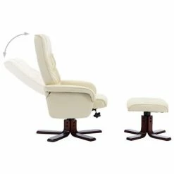 VidaXL Fauteuil inclinable avec repose-pied Crème Similicuir -Fauteuils Soldes image 4 320118