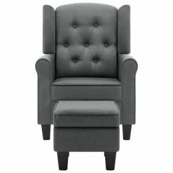 VidaXL Fauteuil avec repose-pied Gris clair Tissu -Fauteuils Soldes image 4 320151