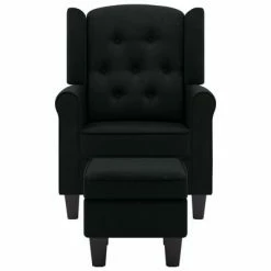 VidaXL Fauteuil avec repose-pied Noir Tissu -Fauteuils Soldes image 4 320153