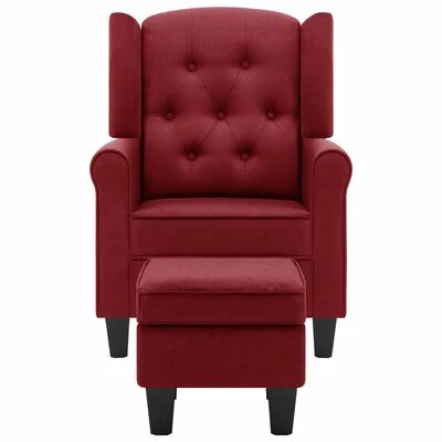 VidaXL Fauteuil avec repose-pied Rouge bordeaux Tissu 6 VidaXL Fauteuil avec repose-pied Rouge bordeaux Tissu – Image 4