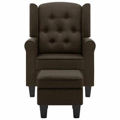 VidaXL Fauteuil avec repose-pied Marron Tissu 6 VidaXL Fauteuil avec repose-pied Marron Tissu – Image 4