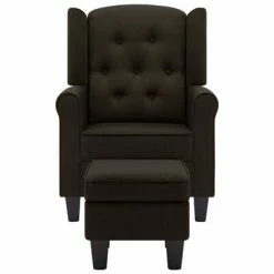 VidaXL Fauteuil avec repose-pied Marron foncé Tissu 11 VidaXL Fauteuil avec repose-pied Marron foncé Tissu -Fauteuils Soldes image 4 320156