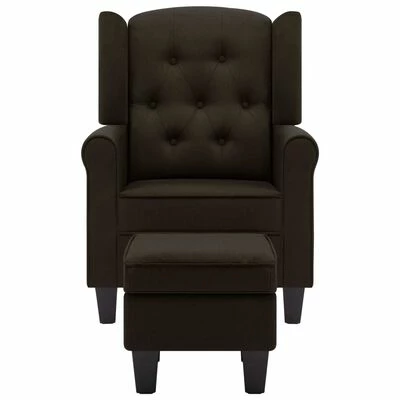 VidaXL Fauteuil avec repose-pied Marron foncé Tissu 6 VidaXL Fauteuil avec repose-pied Marron foncé Tissu – Image 4