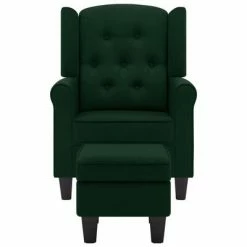 VidaXL Fauteuil avec repose-pied Vert foncé Tissu -Fauteuils Soldes image 4 320157