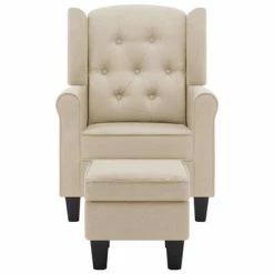 VidaXL Fauteuil avec repose-pied Crème Tissu 11 VidaXL Fauteuil avec repose-pied Crème Tissu -Fauteuils Soldes image 4 320160