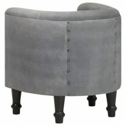 VidaXL Fauteuil Noir Cuir véritable et bois de manguier massif 11 VidaXL Fauteuil Noir Cuir véritable et bois de manguier massif -Fauteuils Soldes image 4 320602