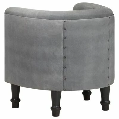 VidaXL Fauteuil Noir Cuir véritable et bois de manguier massif 6 VidaXL Fauteuil Noir Cuir véritable et bois de manguier massif – Image 4