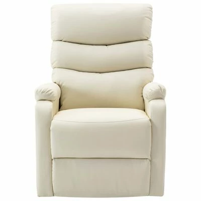 VidaXL Fauteuil inclinable Blanc crème Similicuir 6 VidaXL Fauteuil inclinable Blanc crème Similicuir – Image 4