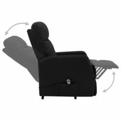 VidaXL Fauteuil inclinable sur pied Noir Tissu -Fauteuils Soldes image 4 321334