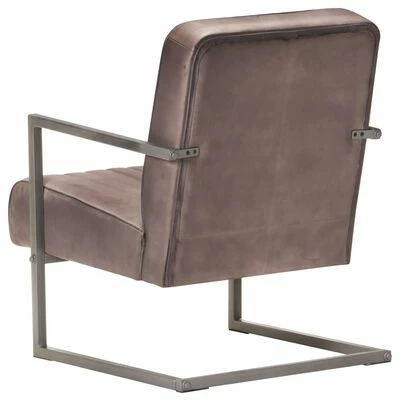 VidaXL Fauteuil cantilever Marron Cuir véritable 6 VidaXL Fauteuil cantilever Marron Cuir véritable – Image 4