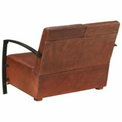 VidaXL Canapé à 2 places Marron Cuir véritable 11 VidaXL Canapé à 2 places Marron Cuir véritable -Fauteuils Soldes image 4 321860